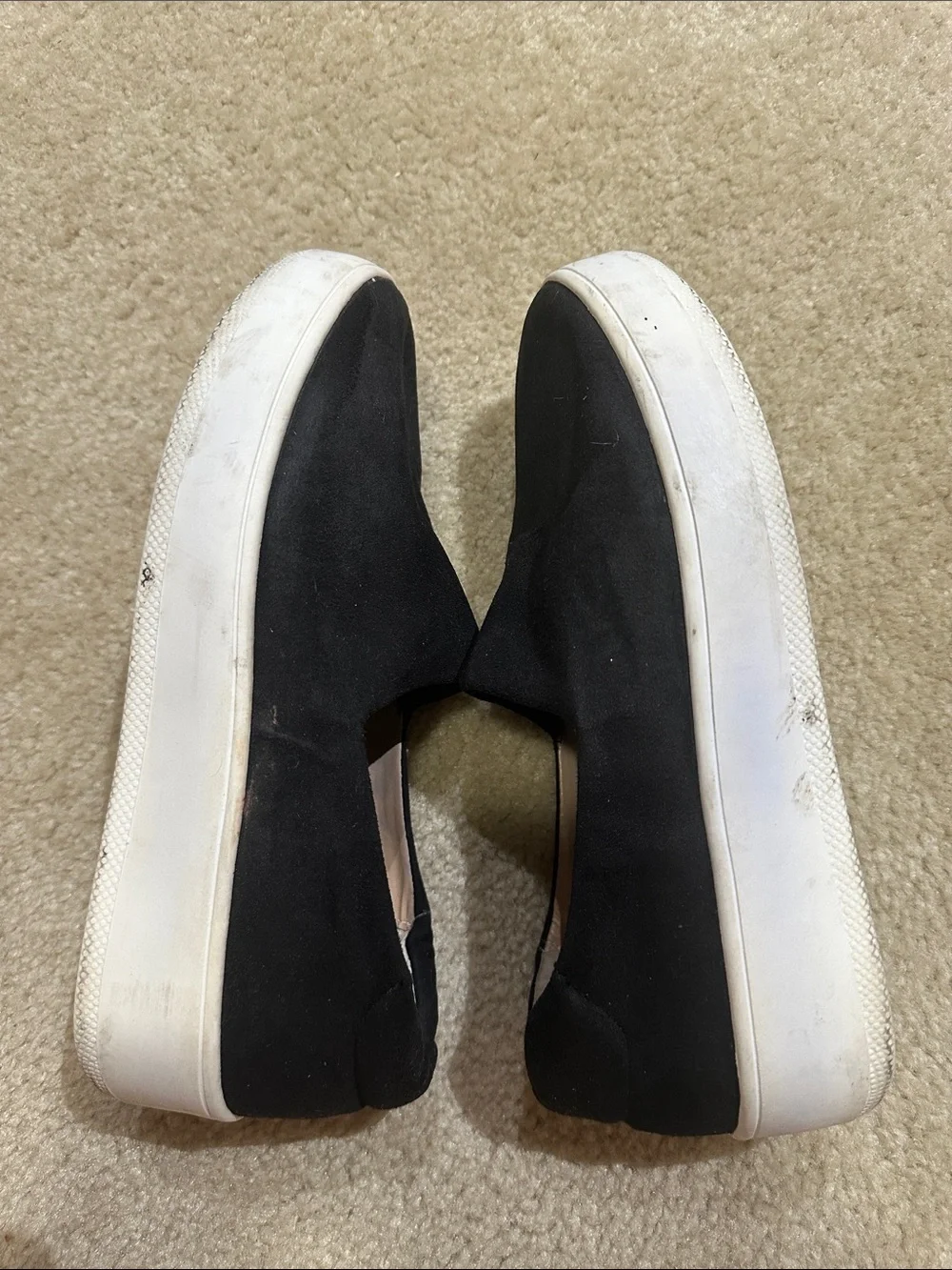 Steve Madden Black Suede Slip-On Sneakers with White Sole